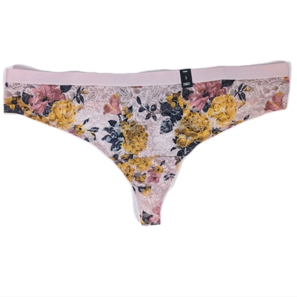 Torrid Curve Thong sz 3 Women Plus Size Lace Panty 3X New Floral Valentine's day